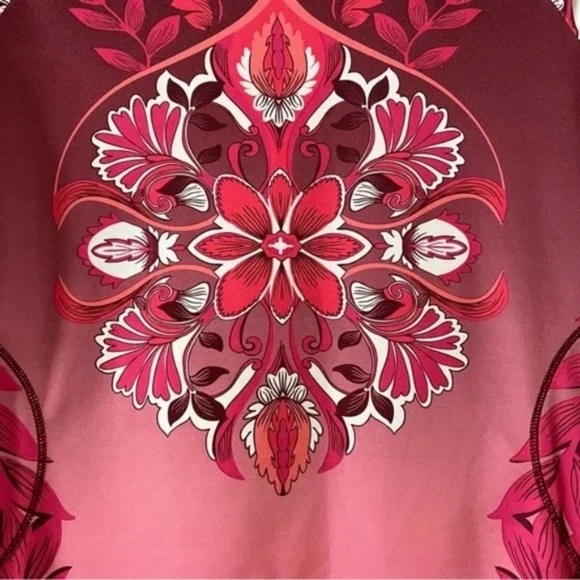 Athleta | Burgundy Floral Long Sleeve Crew Neck Athletic Top, Small - Picture 3 of 5